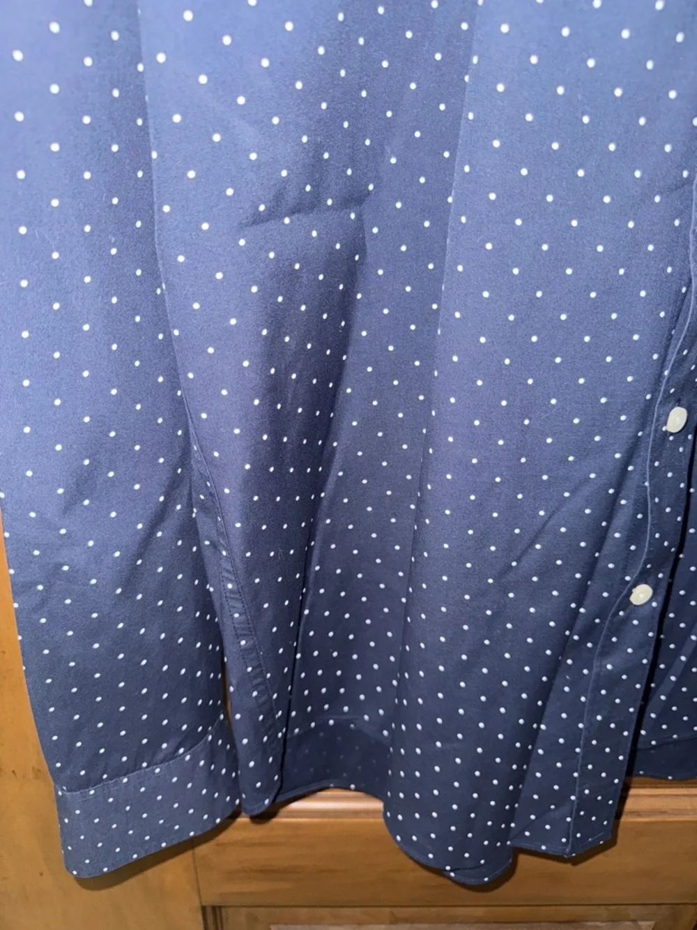 J. Crew Navy Button-Down Shirt with White Dot Pattern Classic fit sz L